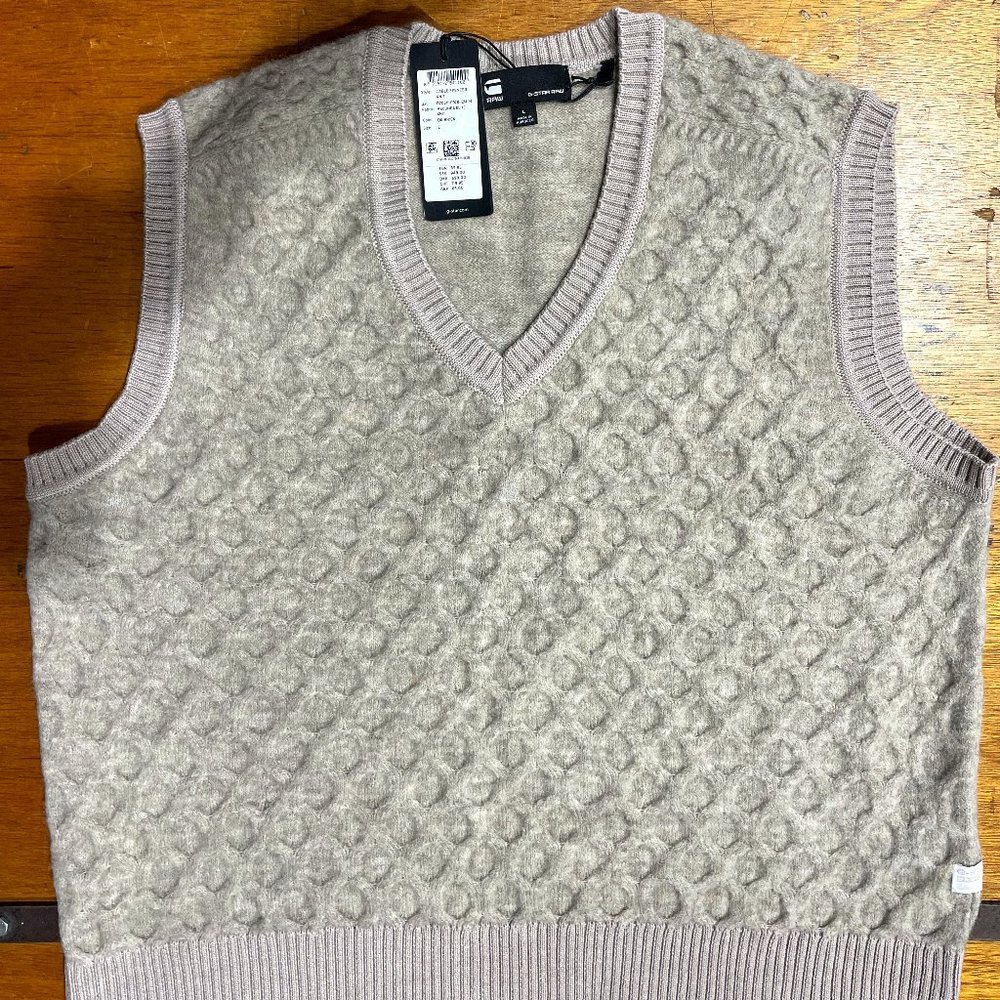 G-STAR LARGE V NECK ( CABLE SPENCER KNIT SWEATER VEST)